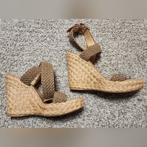 Stuart Weitzman Braided Espadrille Wedge Sandals